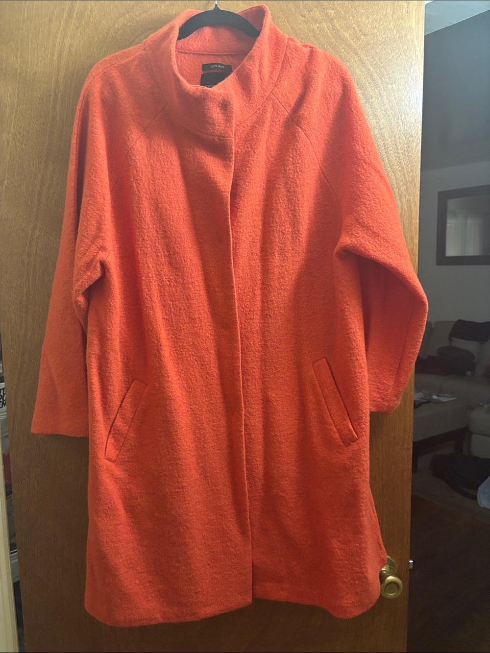 Women's Orange 100% Wool coat